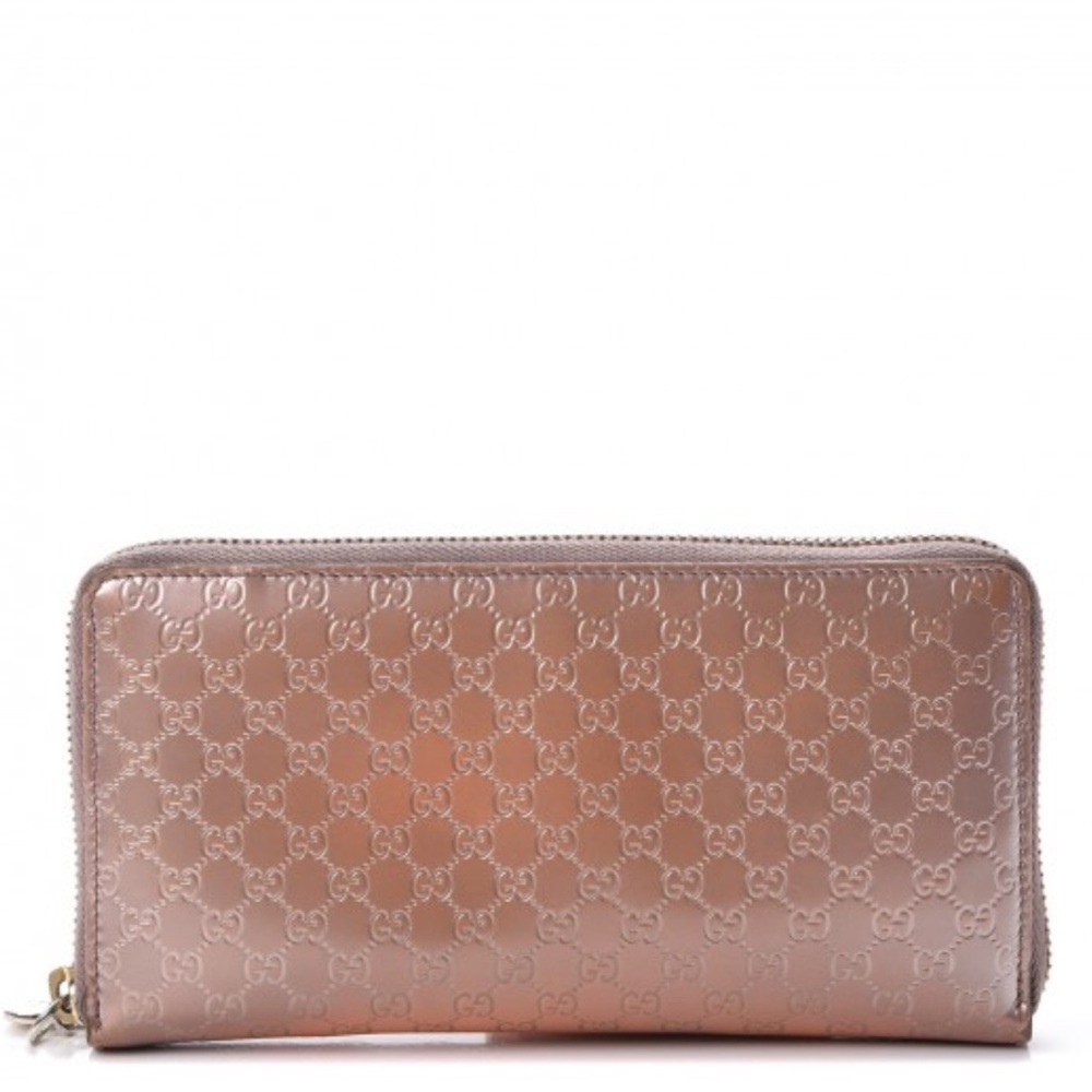 Gucci metallic pink microguccissma zippy wallet